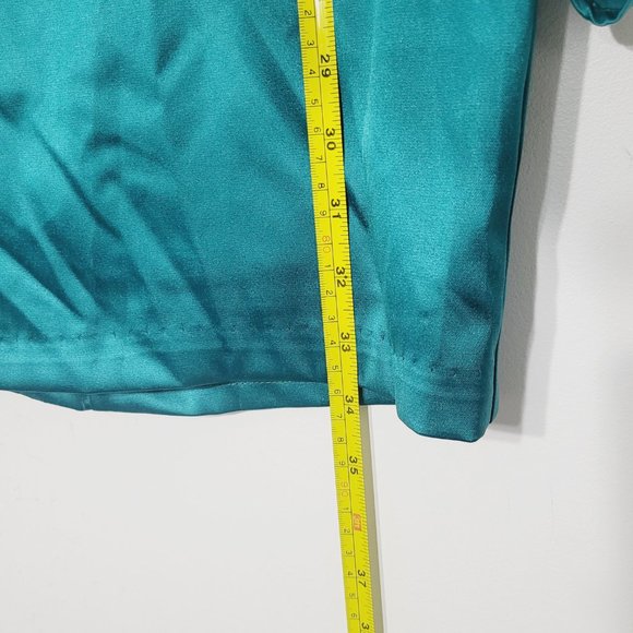 Karlie Monkees NEW One Shoulder Long Sleeve Satin Event Dress Stretch Green NWT - Picture 15 of 16